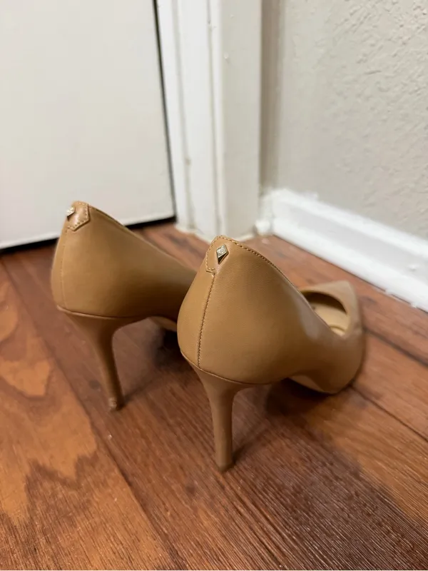 Sam Edelman Tan Nude Pointed-Toe Leather Pumps Heels - Image 4