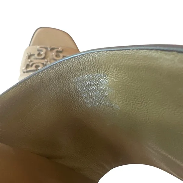 Tory Burch Ines Leather Slides‎ Almond Beige Sandals 9 - Image 5