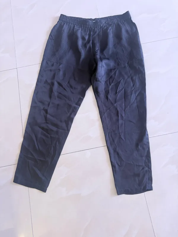 WOMENS CLUB MONACO NAVY ELASTIC WAIST SILK PANTS Size 4 Soft Pockets - Image 12