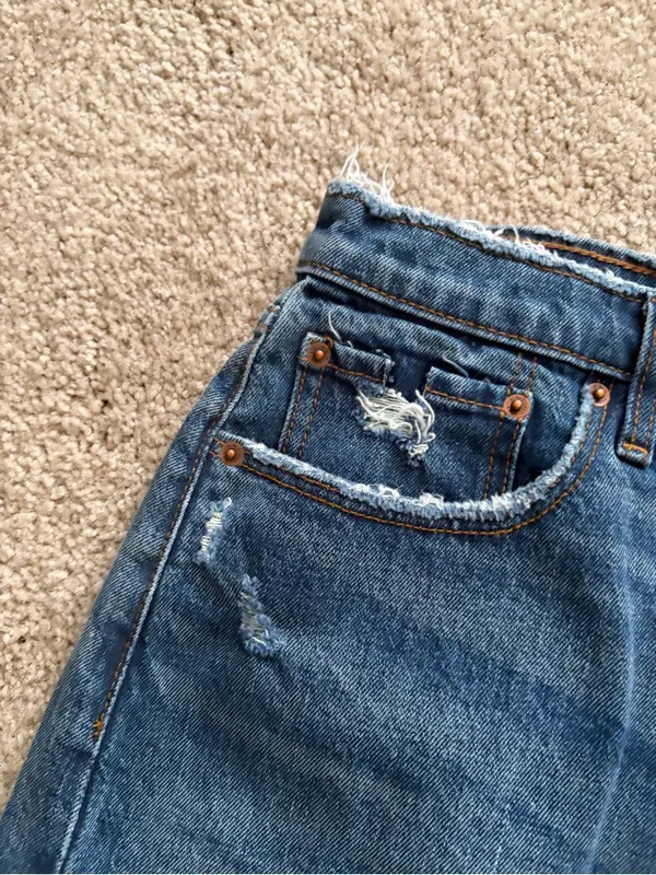 Abercrombie and fitch blue distress Raw Hem Distressed Denim Shorts 30(10) NWT - Image 6