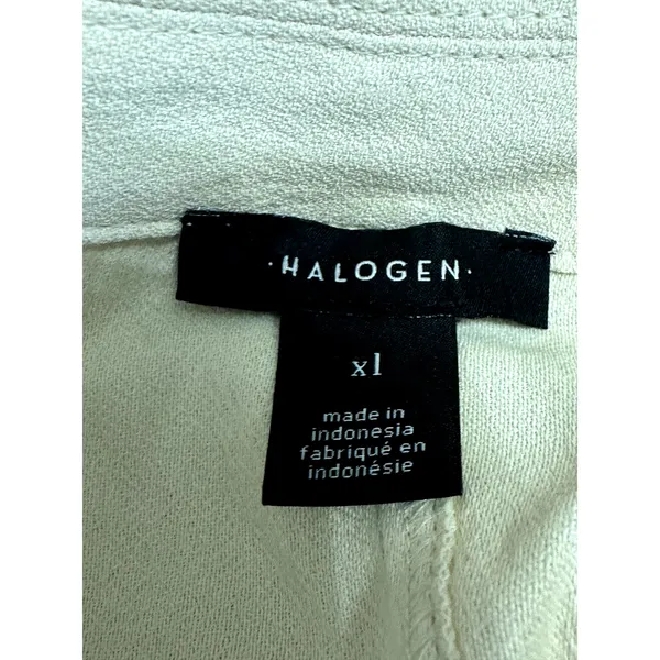 Halogen Midi Wrap Dress Notch Lapel Sleeveless Elastic Waistband Cream W 1X NWT - Image 9