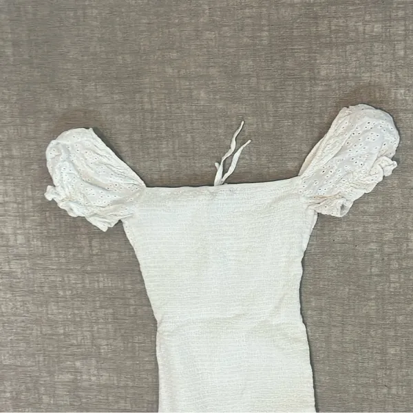 FAVLUX White Ruffled Puff Sleeve Dress - Image 6