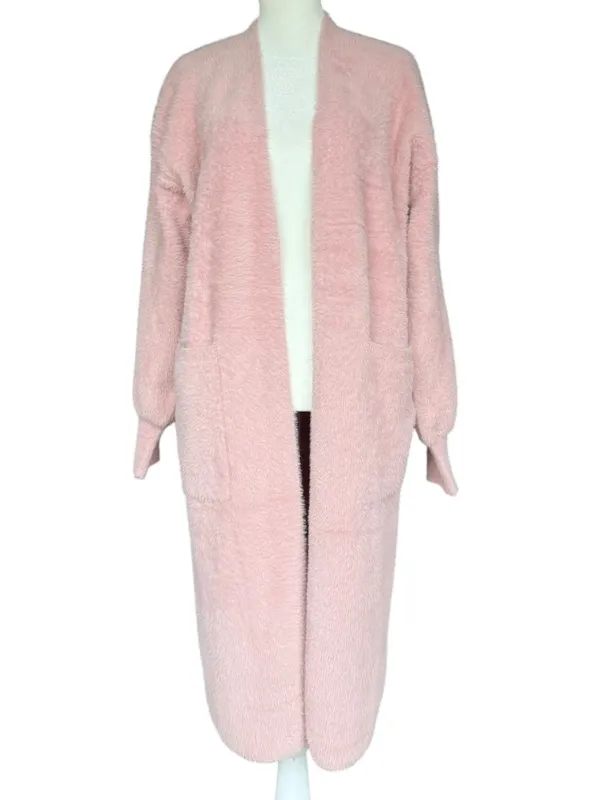 NWT SKIES ARE BLUE‎ Fuzzy Long Sleeve Pink Casey Cardigan Sz S - Image 3
