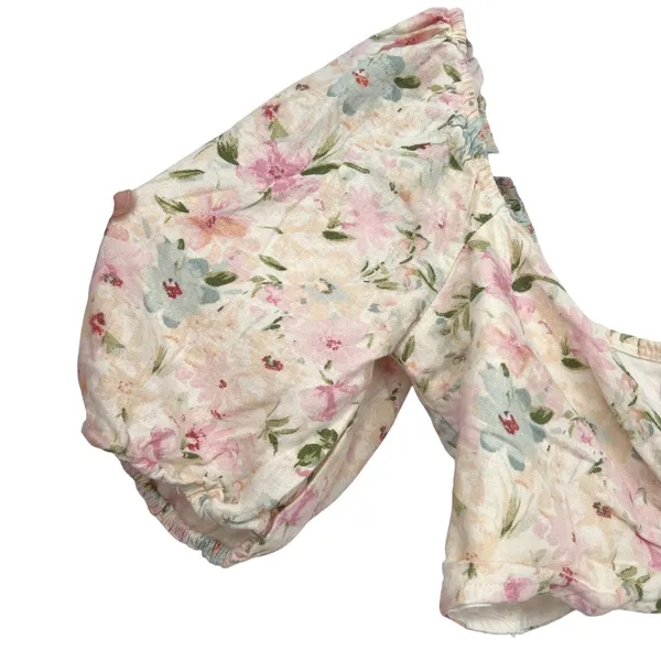 Abercrombie & Fitch Floral Linen Tie-Front Crop Top‎ Small EUC Festival Boho - Image 6