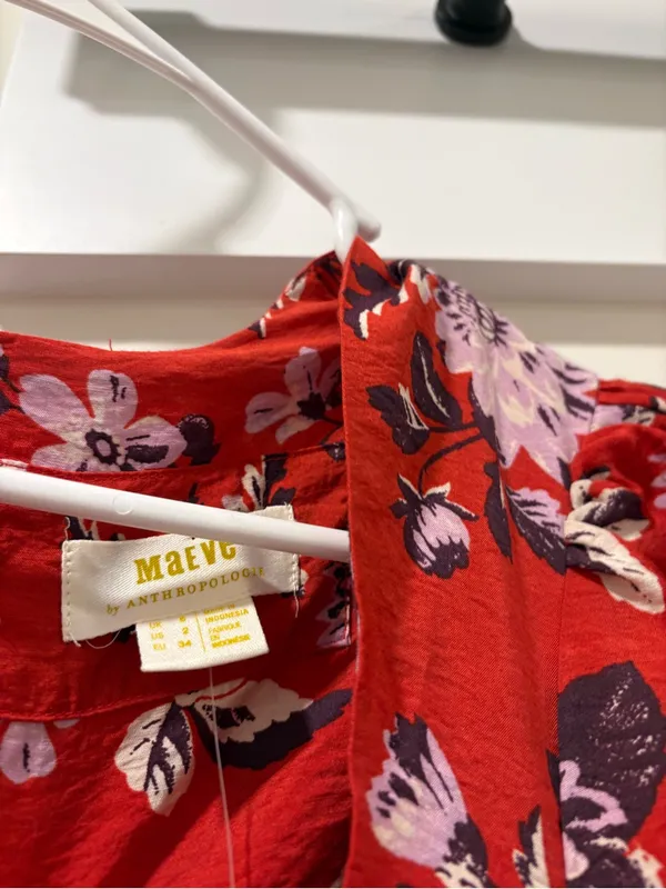 NWT Maeve by Anthropologie Red Floral Dress Size 2 - Image 3