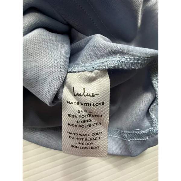Lulus Light Blue Swiss Dot‎ Long Sleeve Wrap Mini Dress XXS New With Tags - Image 6