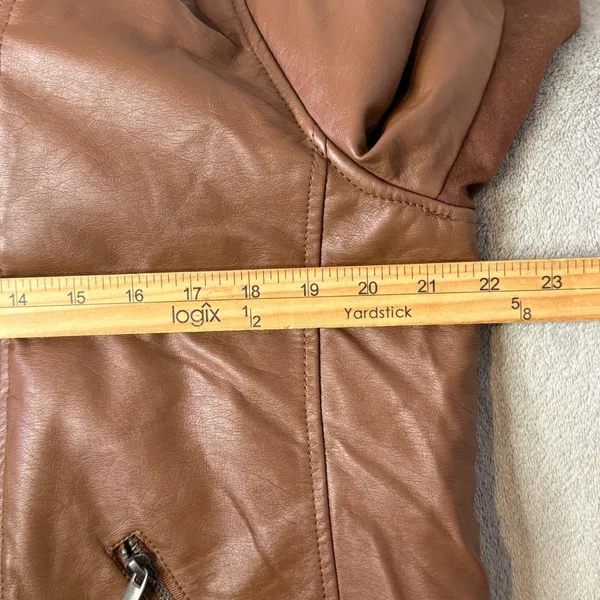 Torrid Sherpa Lined Moto Jacket Size 1X Brown Faux Leather Biker Fall Outerwear - Image 13