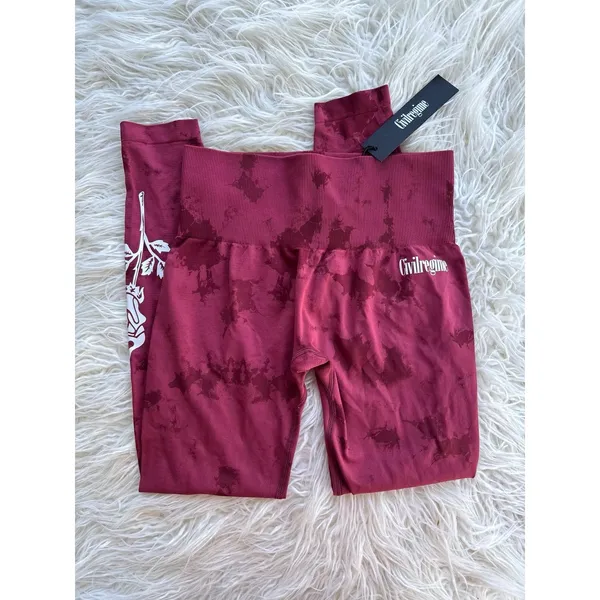 Civil Regime Blush Red Reaper Wash Kelly Seamless Leggings Size Medium - Image 2