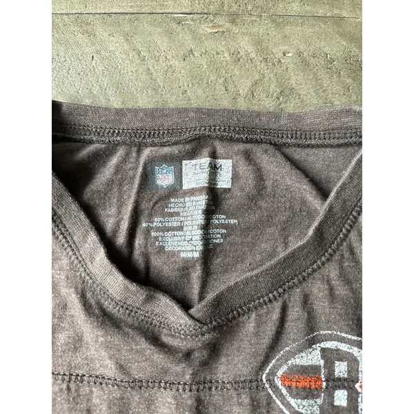 NFL Women's Brown Orange "Cleveland Browns Football" Long Sleeve Tee Size Medium - Image 3