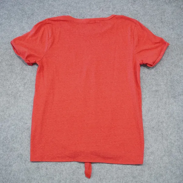 J. Crew Women's Size Small Coral Cotton Tee Shirt Tie Knot Front Casual Soft - Image 6