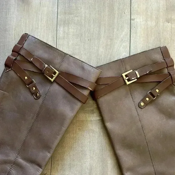 Franco Sarto Coraline Riding Boots Tan Brown Leather Knee High Zip Women’s Sz 9 - Image 2