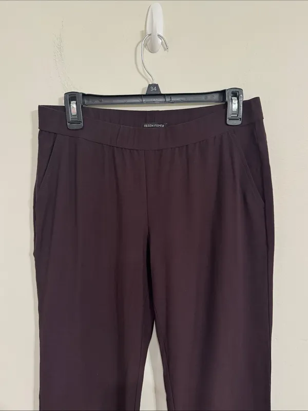Eileen Fisher Easy Fit Cassis Washable Stretch Crepe Straight Ankle Pants size S - Image 4