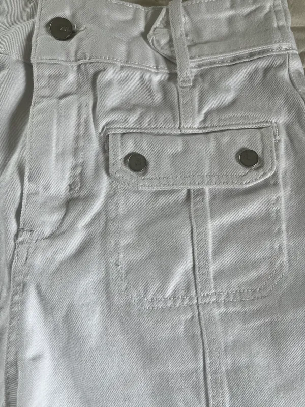 ZARA White Jean Shorts - Image 2