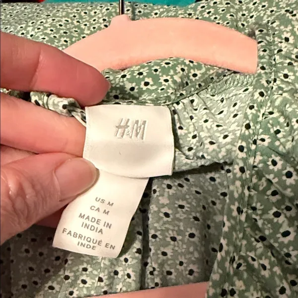 H&M Green Floral 3/4 length Raglan Balloon Sleeve M Cottagecore Prairie Feminine - Image 8