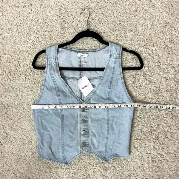 Forever 21 Blue Buttoned Bustier Tank Top - Image 3