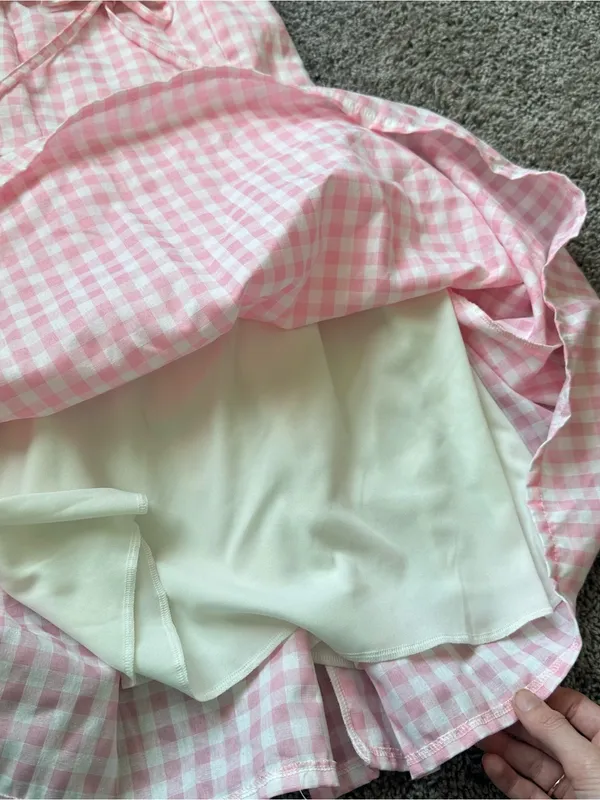 Handmade Vietnam Coquette Pink Gingham Sundress - Image 4