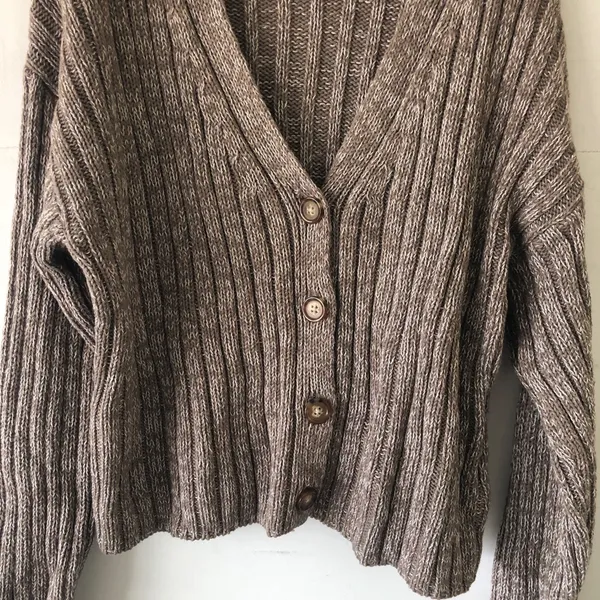 A New Day Brown Knit Cardigan Sweater Jacket Top Medium - Image 2