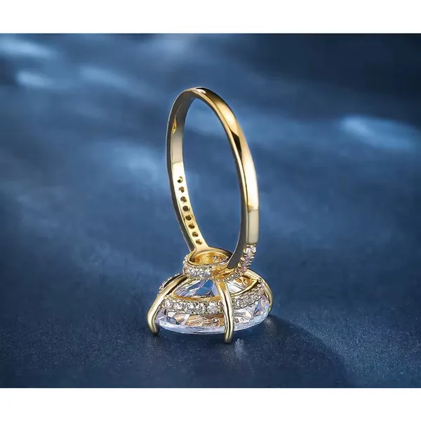 NEW‎ Women's 6Ct Yellow Gold Plated Silver Oval Simulated Diamond Ring - Image 7