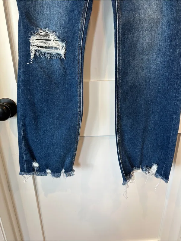 Vervet Flying Monkey Women's Dark Blue Distressed Boyfriend Jeans - Image 3
