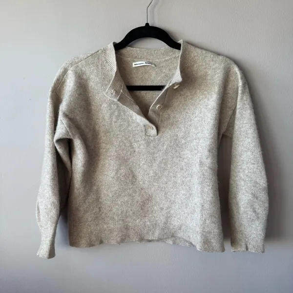 Reformation Women’s Oatmeal 100% Cashmere‎ Crew Neck Sweater Size Small - Image 7
