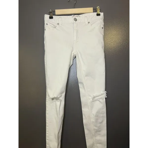 Free People Distressed Skinny Jeans Womens 27 White Slim Stretch Denim - Image 2