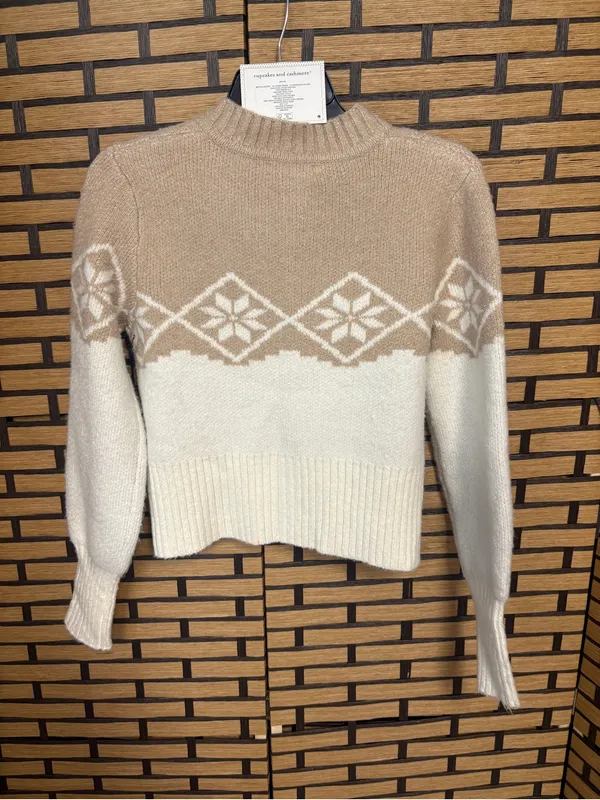 Cupcakes and cashmere tan and cream cardigan and sock set size XS - Image 2