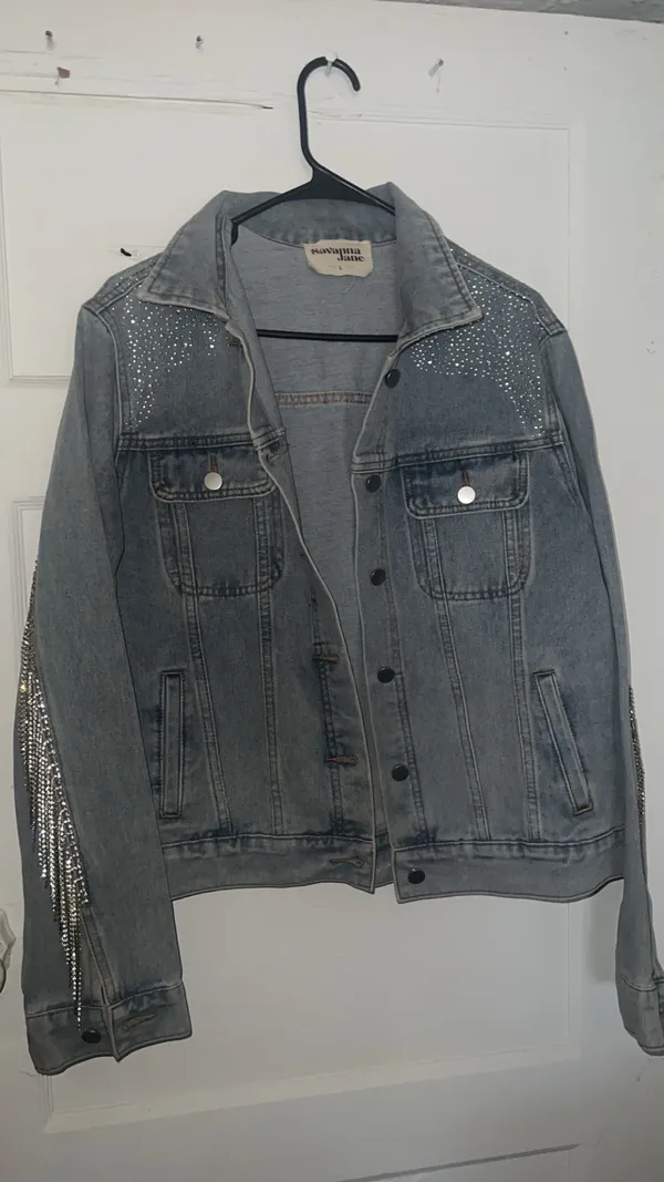 Savanna Jane denim jacket with rhinestone fringe - Image 2