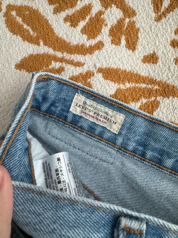 Levi's 501 Blue Distressed Jean Shorts with Frayed Hem - Image 6