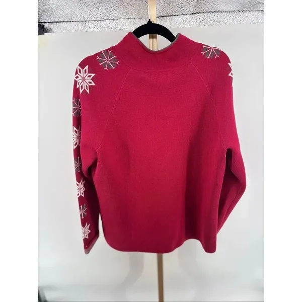 Eddie Bauer Sport Snowflake Full Zip Sweater Jacket XL Red - Image 7