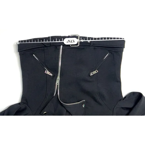 Lulu's Motorcycle‎ Black Rayon Jacket Retro Exposed Zippers XS 60s Bikercore - Image 6