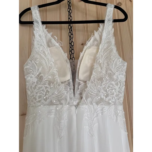 NWT Lulus Forever Promised White Chiffon Embroidered Sequin Maxi Dress Bridal L - Image 7