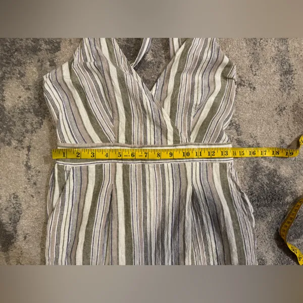 Altar'd State Olive and Cream Striped Jumpsuit with pockets - Image 8