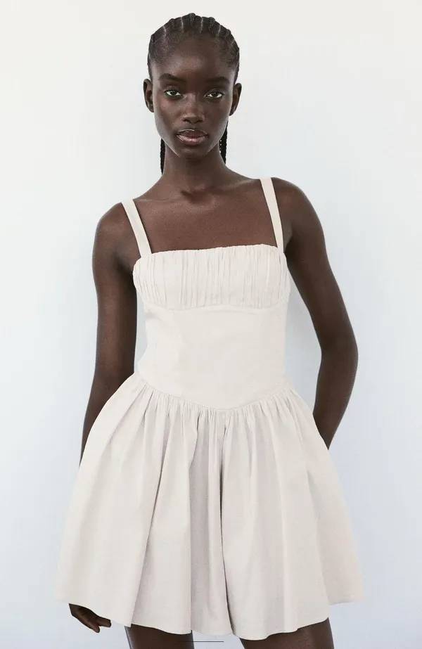 Zara Elegant Cream Mini Dress - Image 7