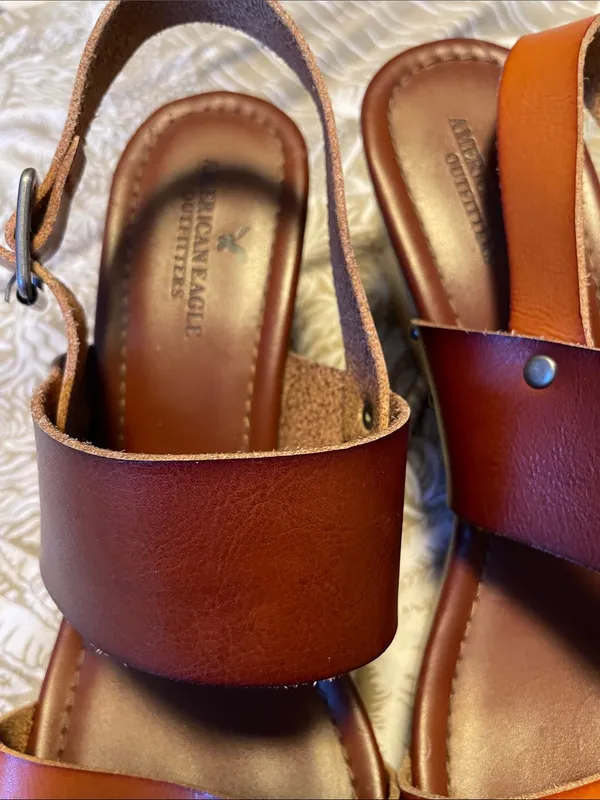 American Eagle Brown Leather Platform Sandals - Unbranded - Image 2