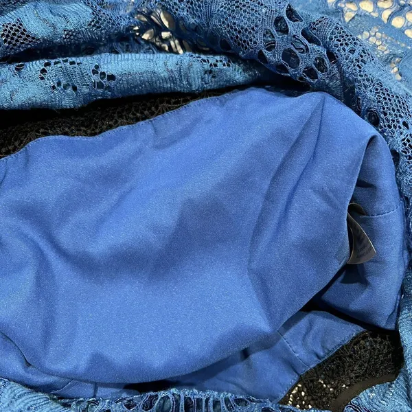 Alexis Size S Julianna Dress‎ Blue Black Lace Halter Midi Bodycon High Neck Gown - Image 11