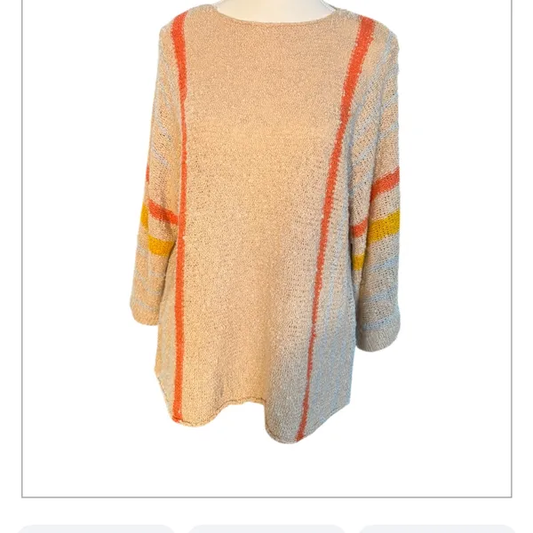 Dokotoo Striped Multicolor Women's Knit 3/4 Sleeve Sweater - Image 2