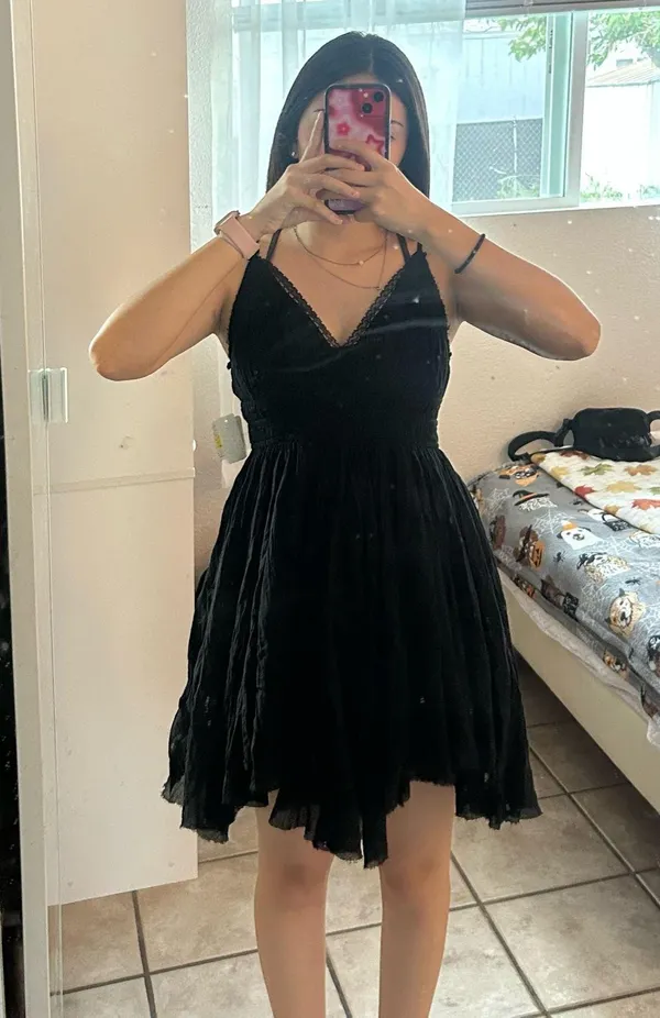 Free People Black Mini Dress - Image 3