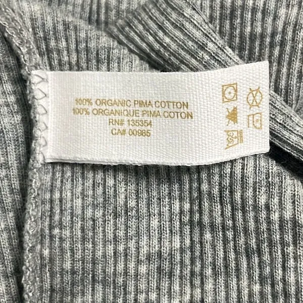 Skin Andreea Ali 0 XS Crop Top Gray Organic‎ Pima Cotton Ribbed Long Sleeve NWT - Image 8