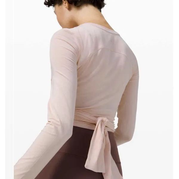 Lululemon Sz 8 Gather and Grow Long Sleeve Crop Top Cotton Stretch Pink #JJJ1-4 - Image 7