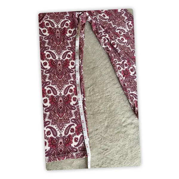 Maurices Womens M Paisley Wide Leg Cropped Jumpsuit Burgundy Boho - Image 4