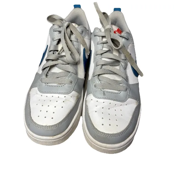Nike Court Borough Low 2 Women's 7.5 Big Kids 6Y White Gray Blue BQ5448-117 - Image 2