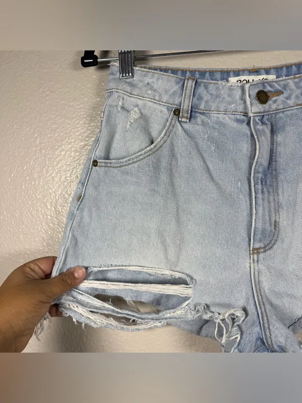 Rolla’s Duster High-Rise Light Blue Denim Distressed Shorts SZ:27 - Image 6