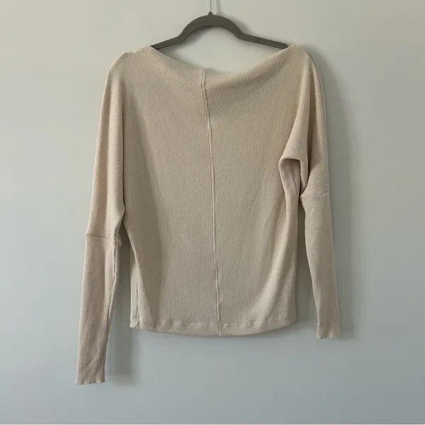 Enza Costa Off The Shoulder Slouchy Ribbed Knit Viscose Cuffed Sweater M - Image 3