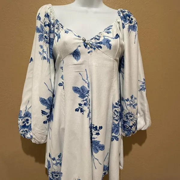 Free People Blue and White Smocked‎ Dress - Image 2