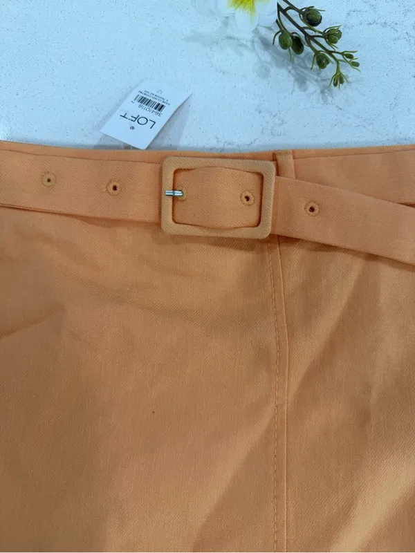 LOFT Peach Belted Mini Skirt - Image 4
