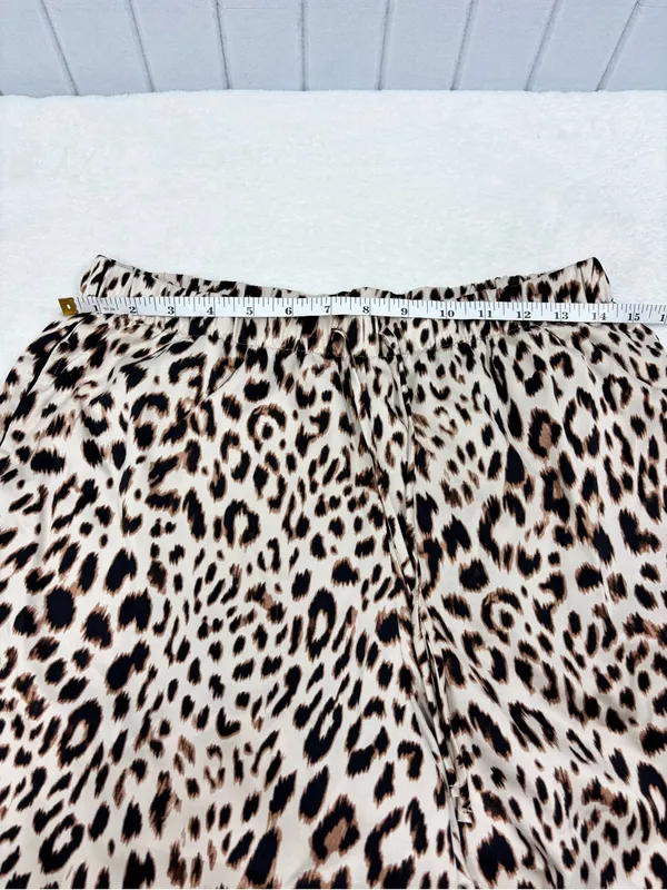 Victoria's Secret Leopard-Print Satin Pants in Cream, Brown, Black Size S - Image 5