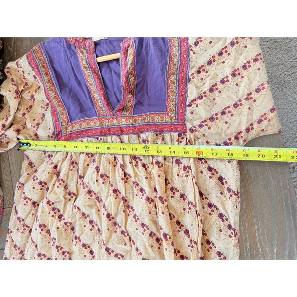 Matta Tunic Dress Womens Orange Purple Floral Block Print Small - Image 4