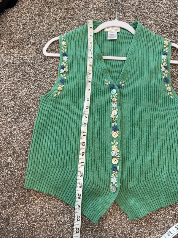 Susan Bristol Vintage Embroidered Vest Size Pp Small Grandma Cottage NWOT - Image 6