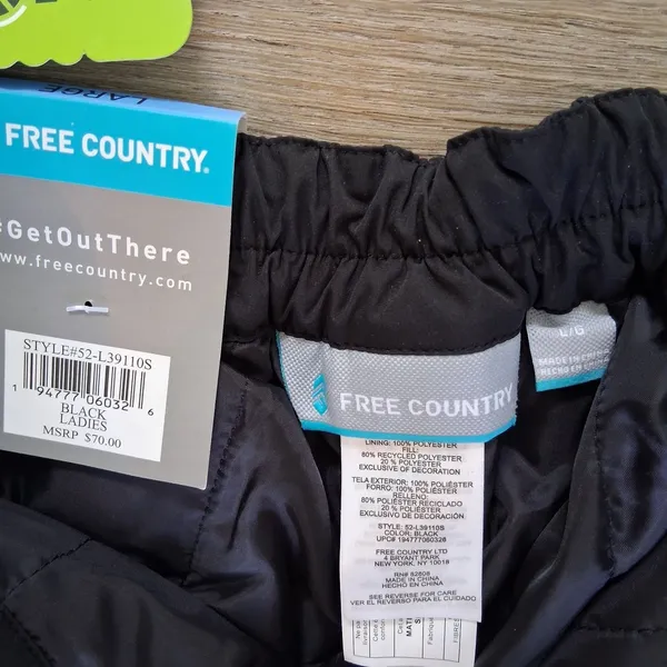 NEW Free Country Women's Insulated Ski Pants Black size Large NWT Snow Pants - Image 2