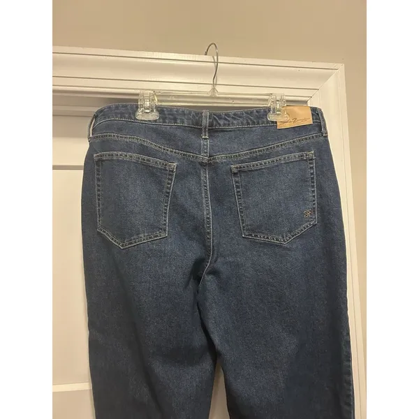 7 For All Mankind Seven 7 Denim Jeans Women's Size 16 Slim Straight Stretch High-Rise Dark Wash - Image 8
